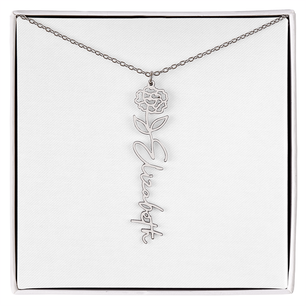 Birth Flower Name Necklace