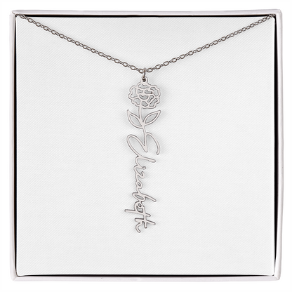 Birth Flower Name Necklace