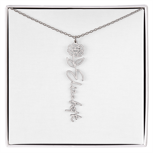 Birth Flower Name Necklace