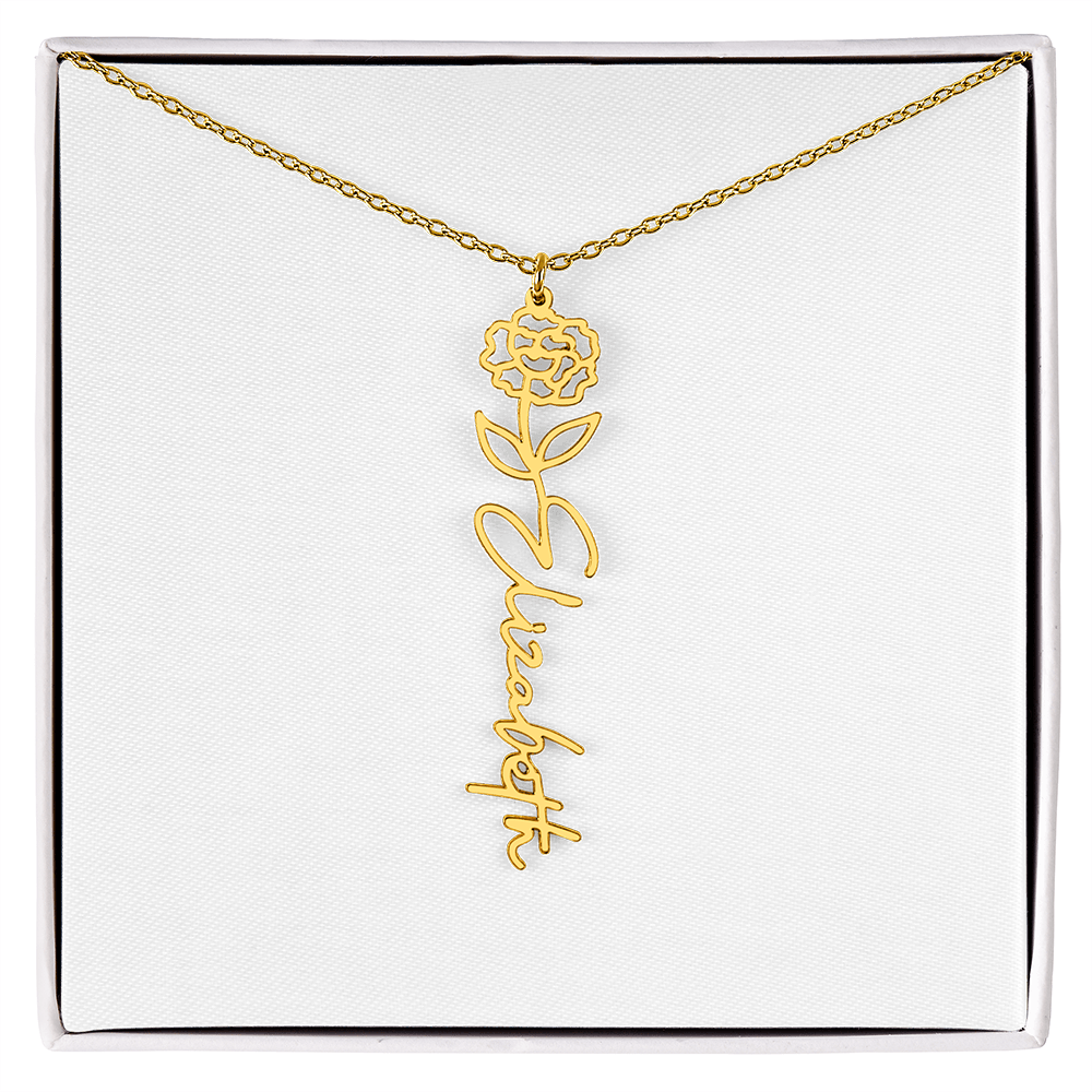 Birth Flower Name Necklace