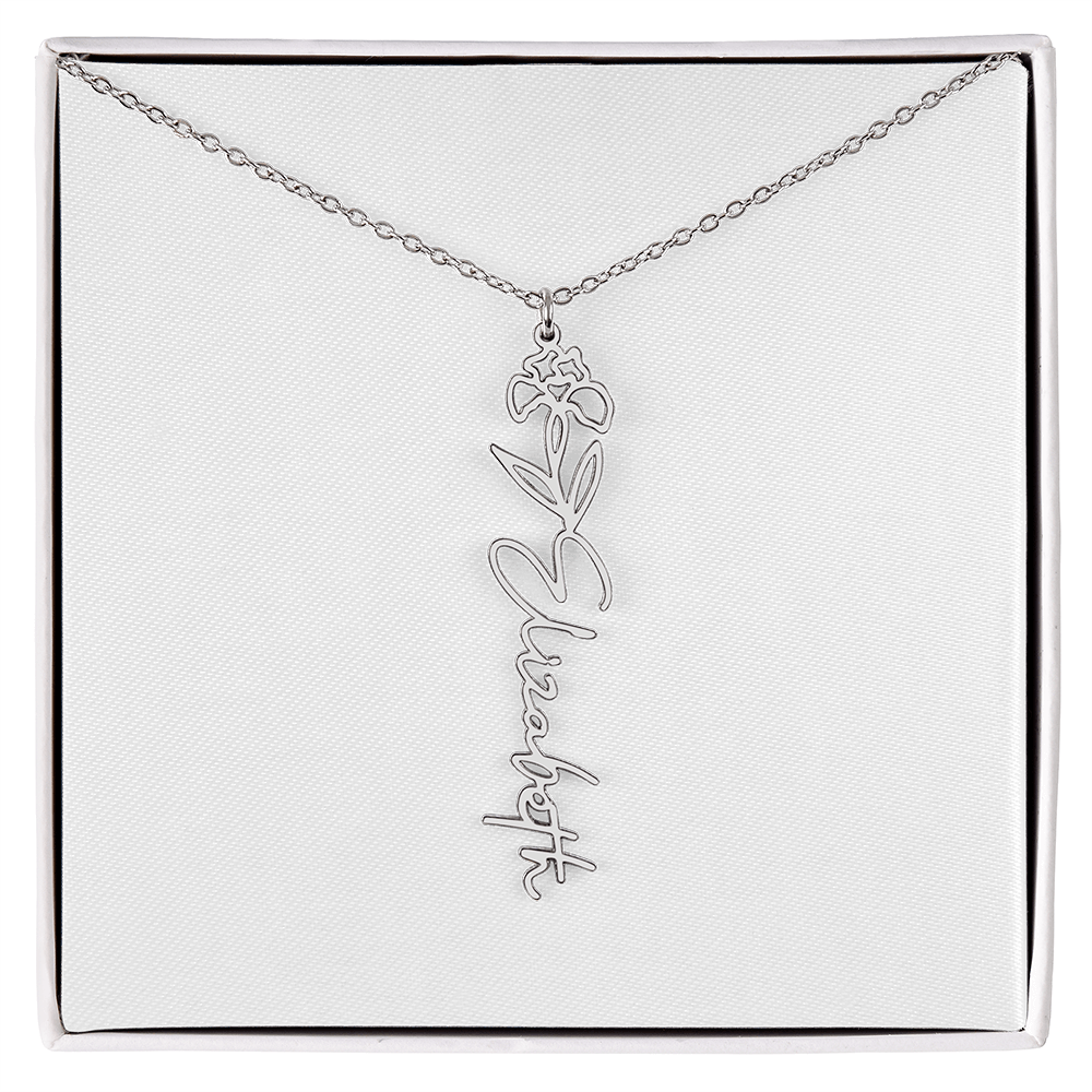 Birth Flower Name Necklace