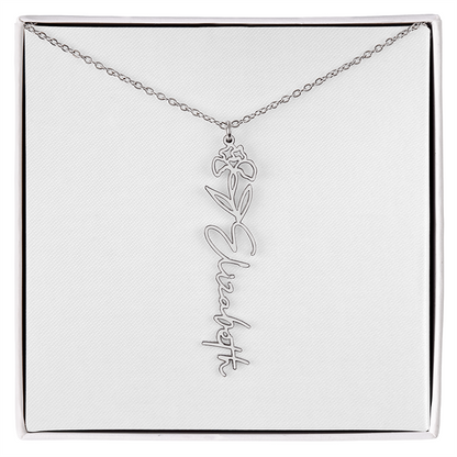 Birth Flower Name Necklace
