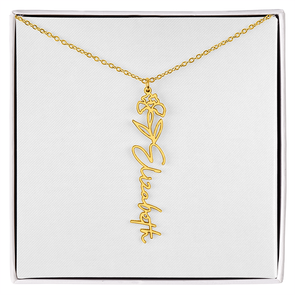Birth Flower Name Necklace