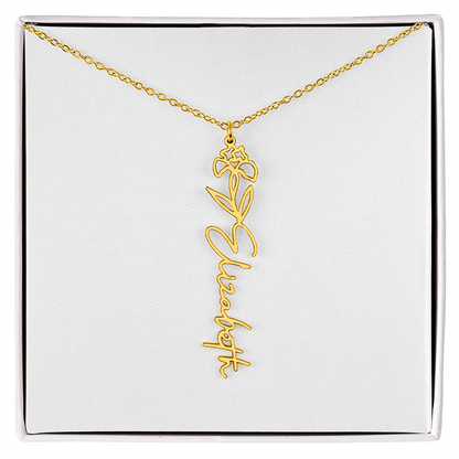 Birth Flower Name Necklace