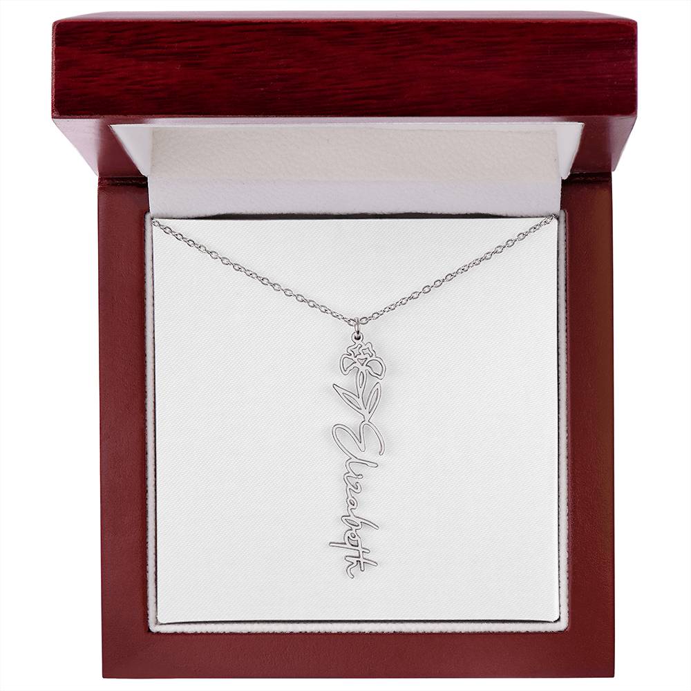 Birth Flower Name Necklace