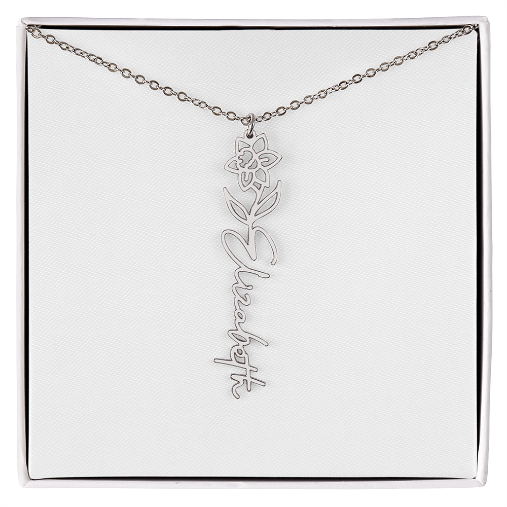 Birth Flower Name Necklace