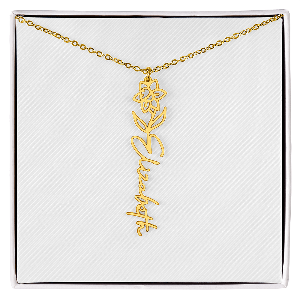 Birth Flower Name Necklace