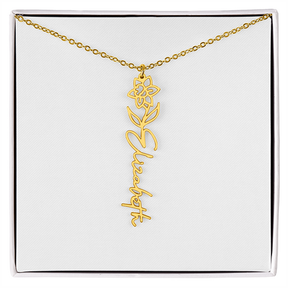 Birth Flower Name Necklace
