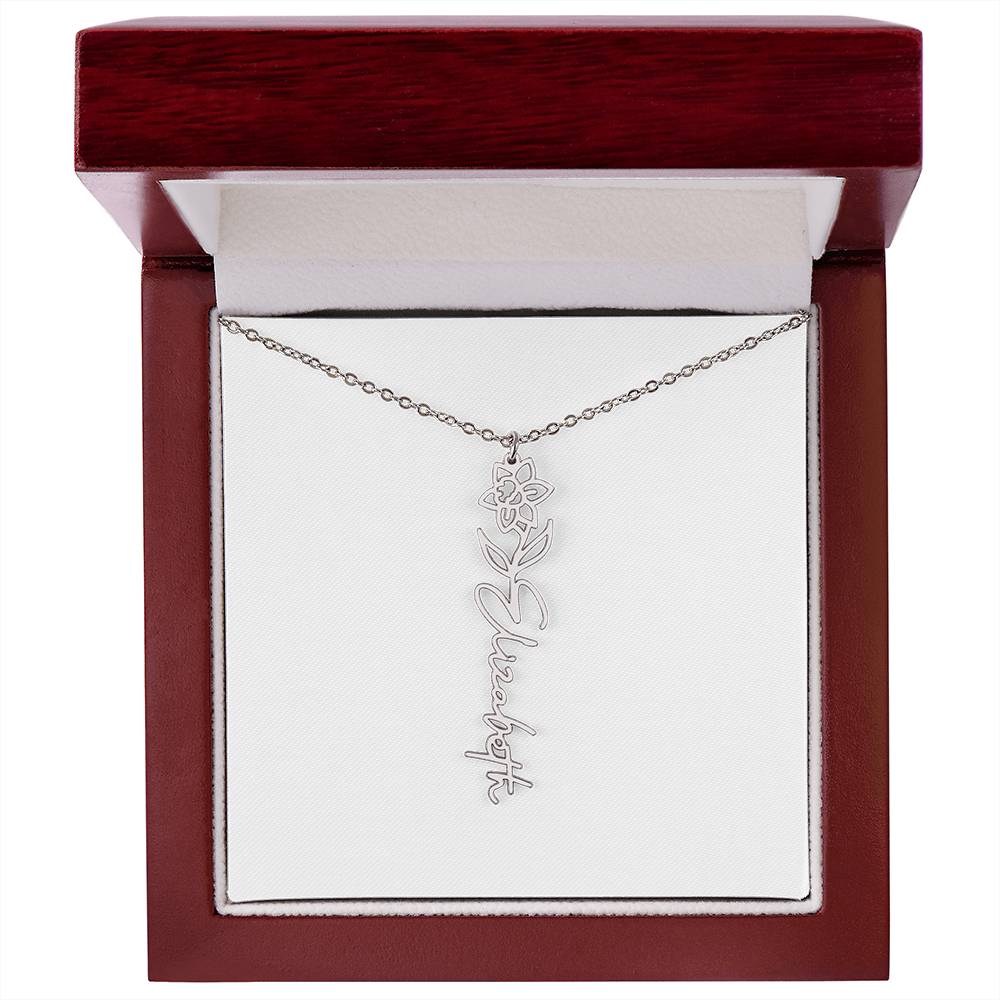 Birth Flower Name Necklace