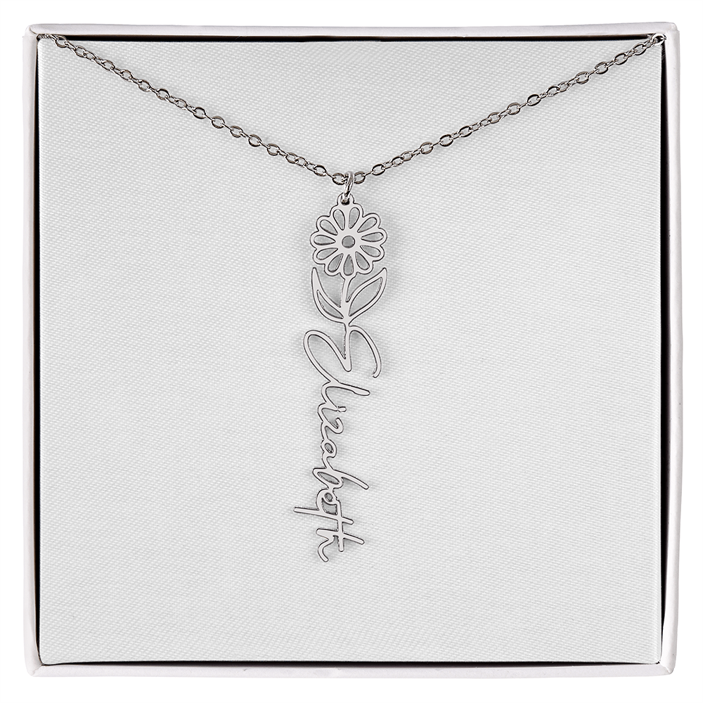 Birth Flower Name Necklace