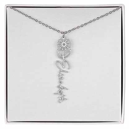 Birth Flower Name Necklace