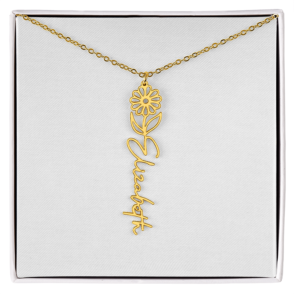 Birth Flower Name Necklace