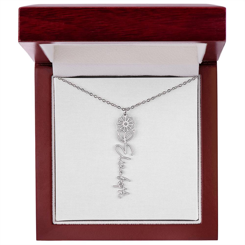 Birth Flower Name Necklace