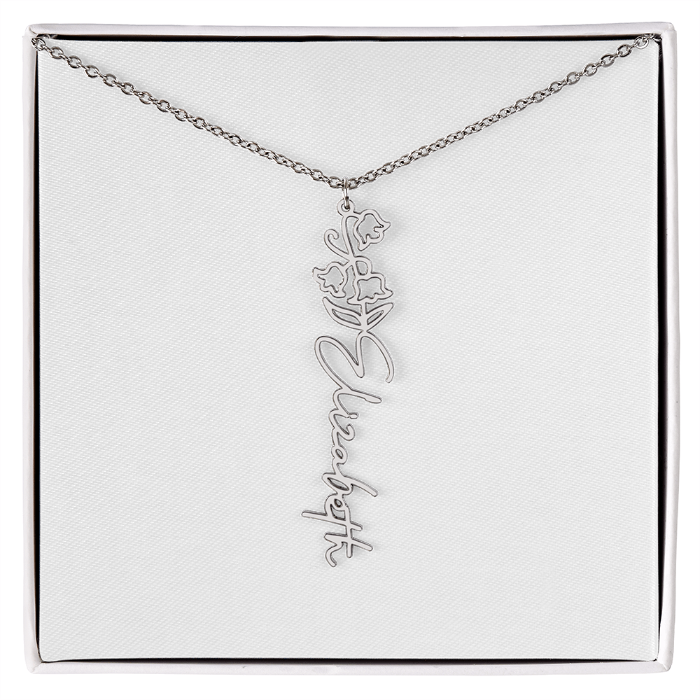 Birth Flower Name Necklace