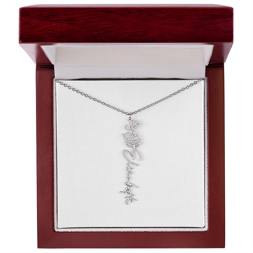 Birth Flower Name Necklace