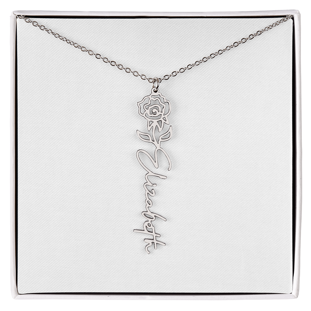 Birth Flower Name Necklace