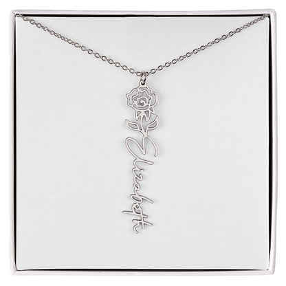 Birth Flower Name Necklace