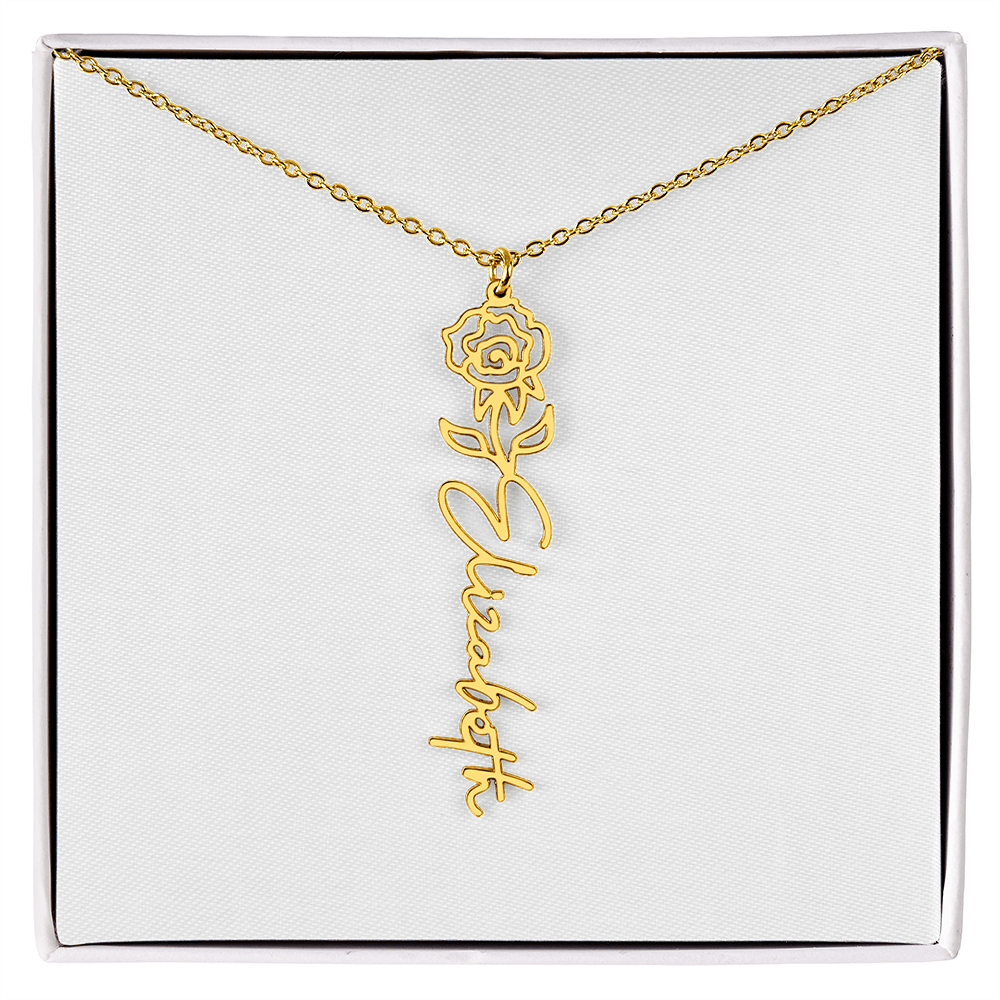 Birth Flower Name Necklace