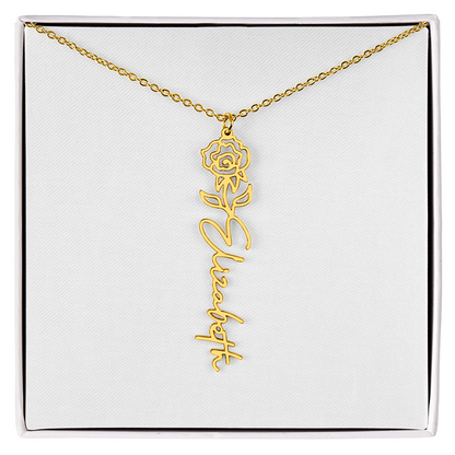 Birth Flower Name Necklace