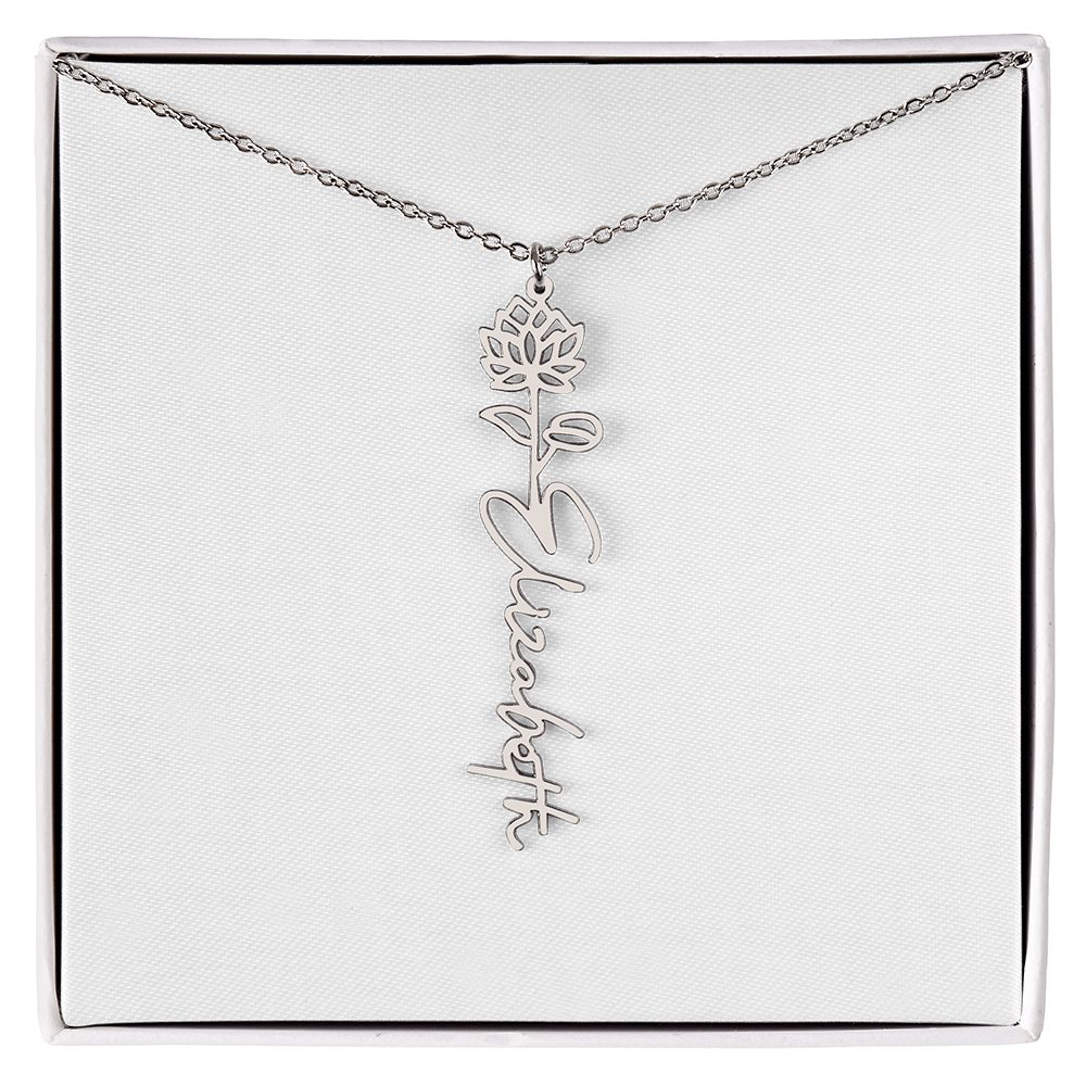 Birth Flower Name Necklace