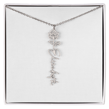 Birth Flower Name Necklace