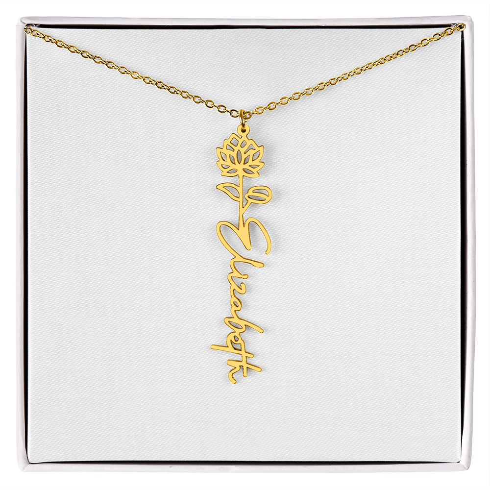 Birth Flower Name Necklace