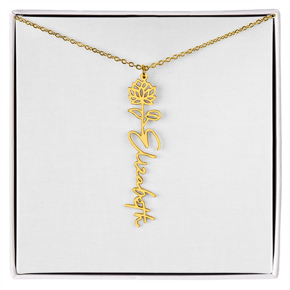 Birth Flower Name Necklace