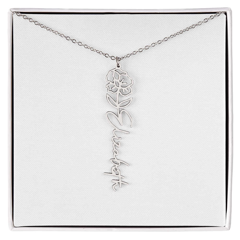Birth Flower Name Necklace