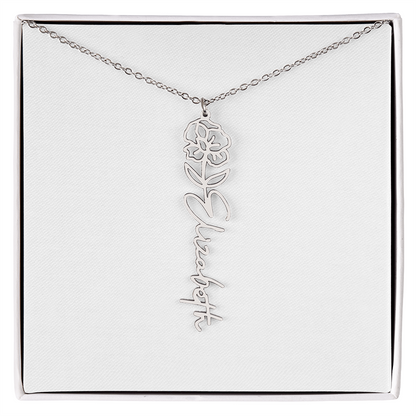 Birth Flower Name Necklace