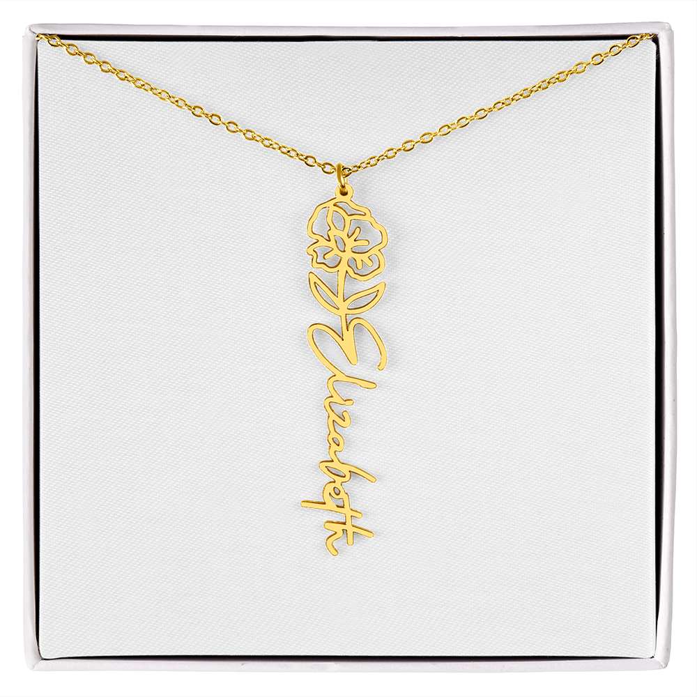 Birth Flower Name Necklace