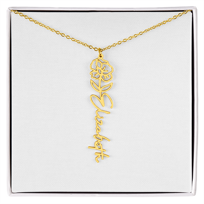 Birth Flower Name Necklace