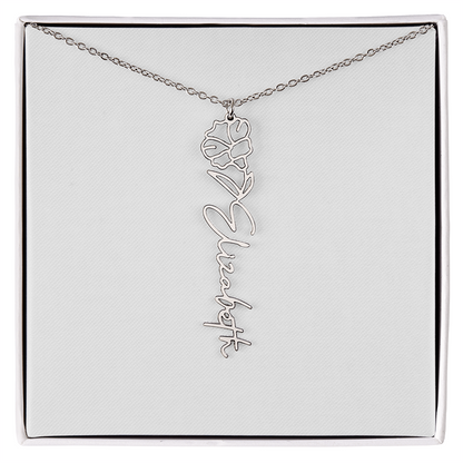 Birth Flower Name Necklace