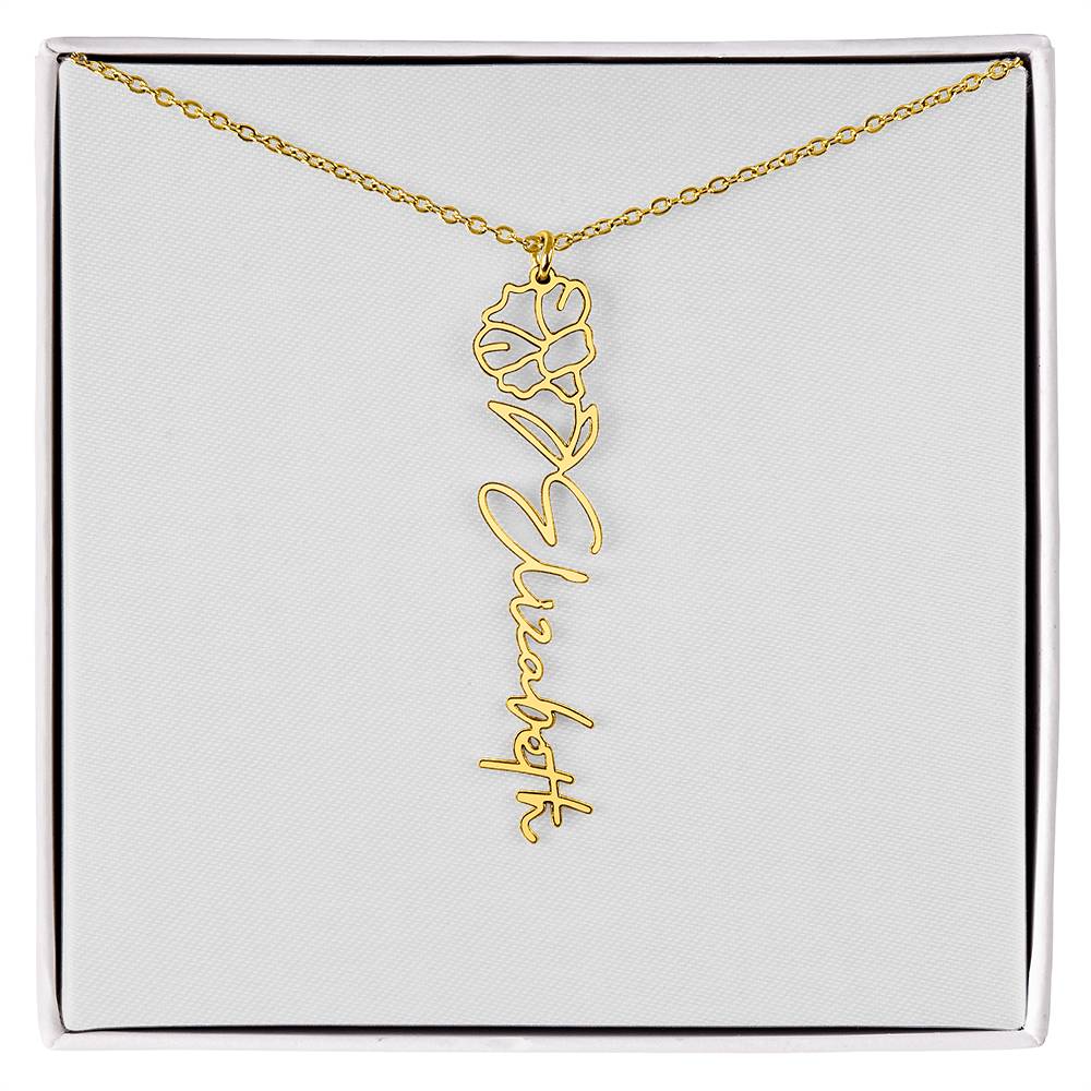 Birth Flower Name Necklace