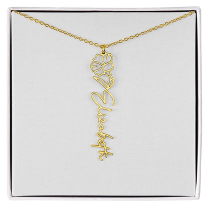 Birth Flower Name Necklace