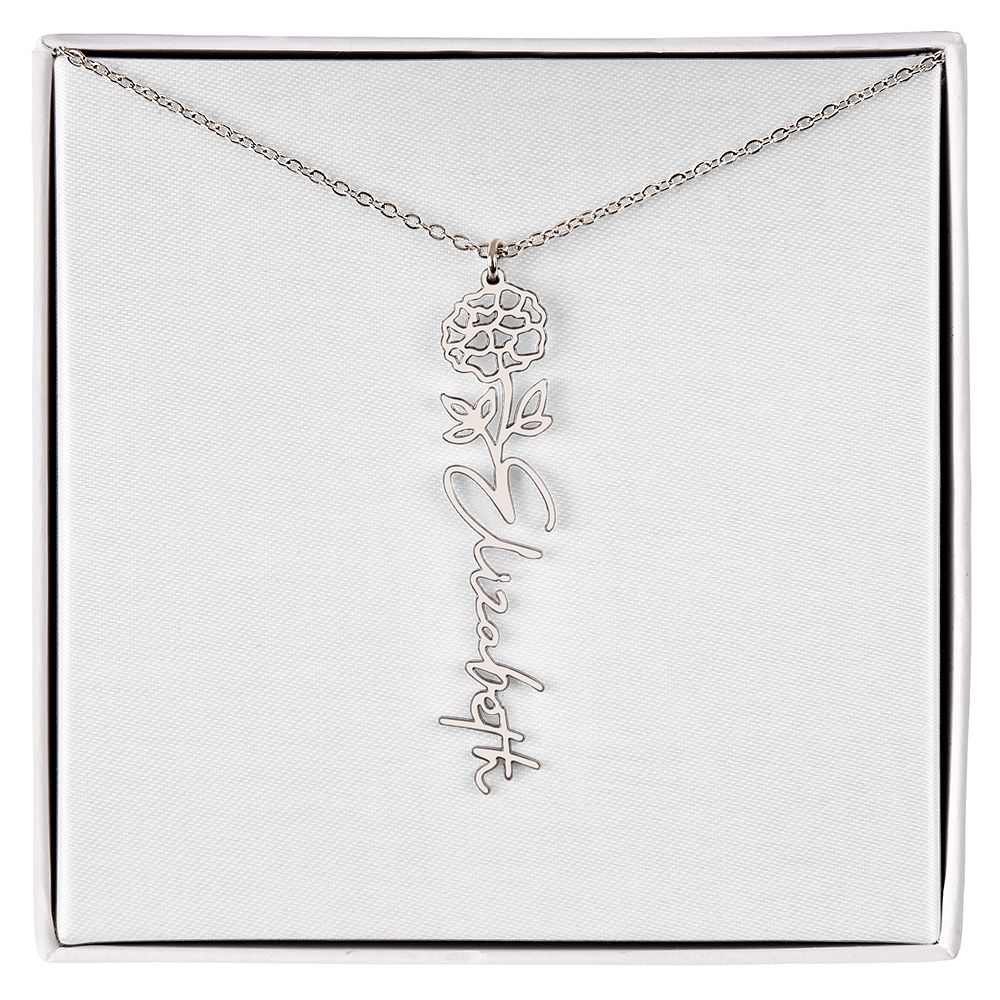 Birth Flower Name Necklace
