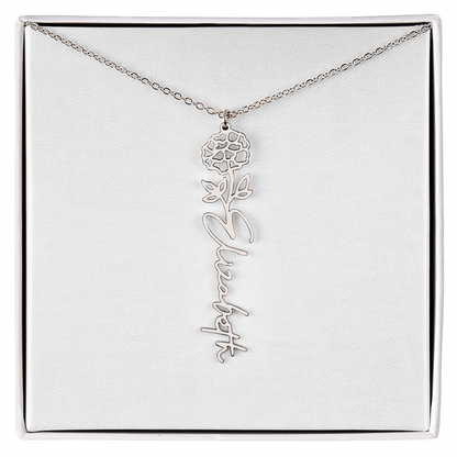 Birth Flower Name Necklace