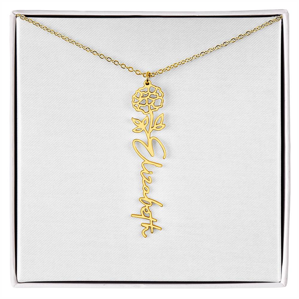 Birth Flower Name Necklace