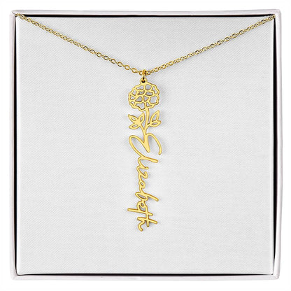 Birth Flower Name Necklace