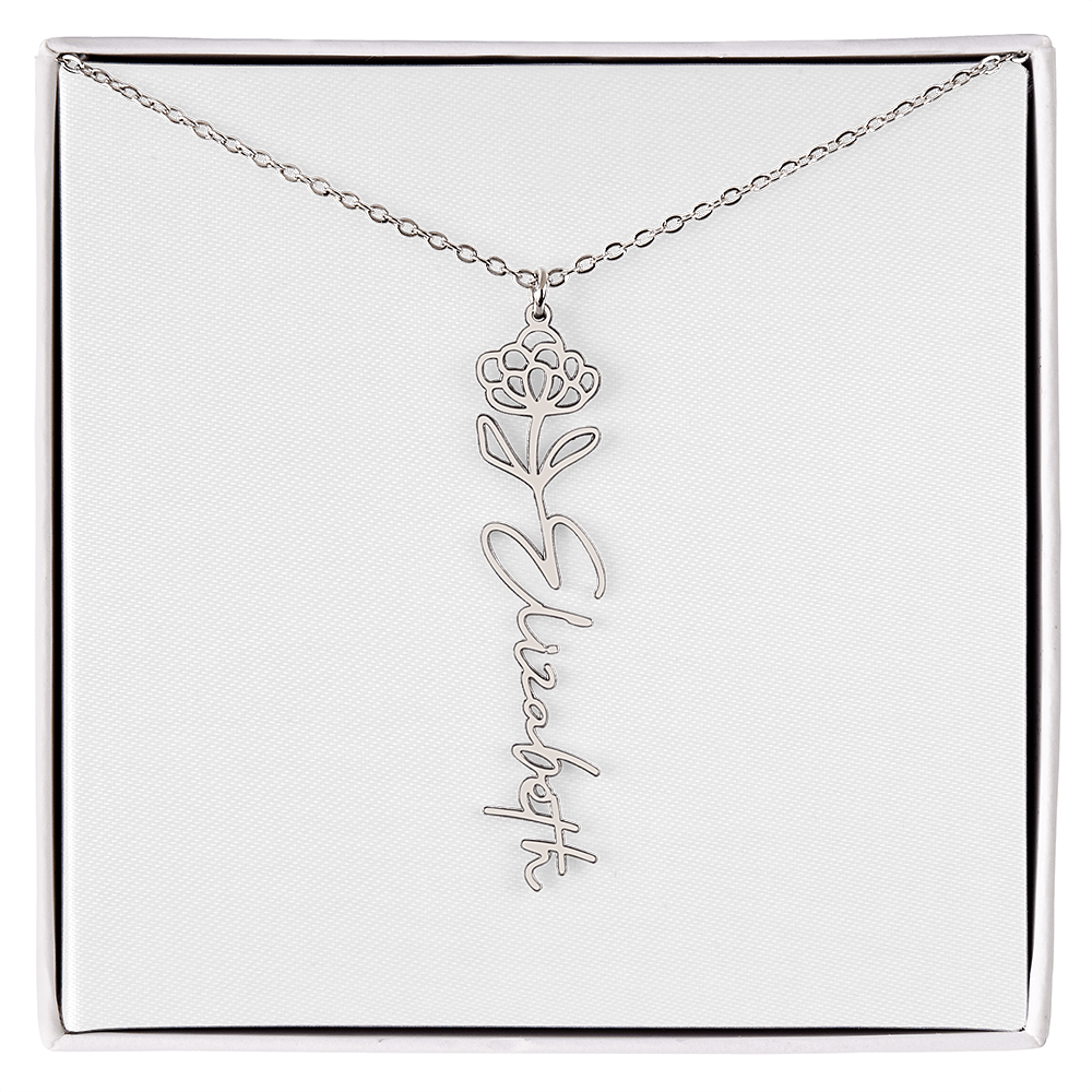 Birth Flower Name Necklace