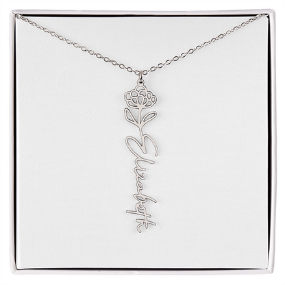 Birth Flower Name Necklace