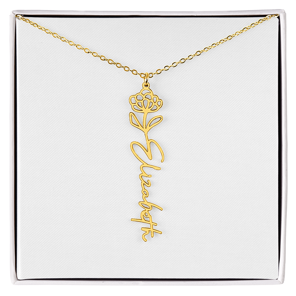 Birth Flower Name Necklace