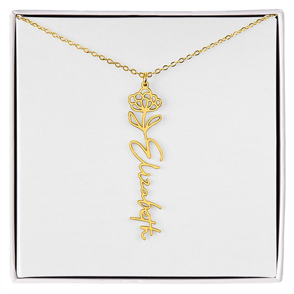 Birth Flower Name Necklace