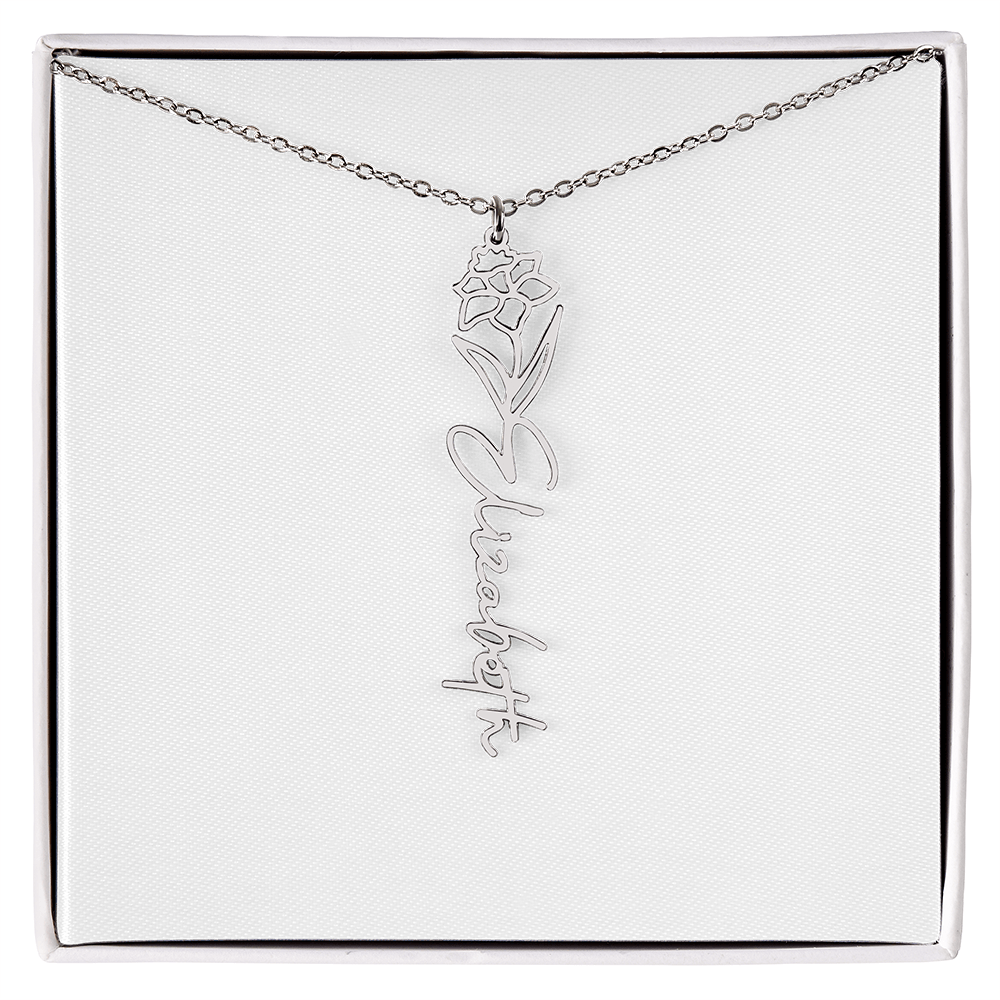 Birth Flower Name Necklace