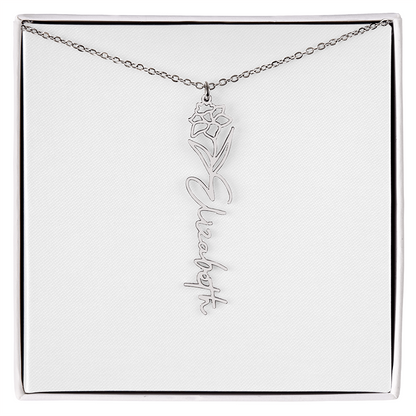 Birth Flower Name Necklace