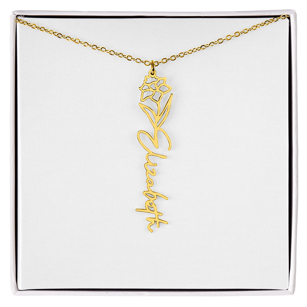 Birth Flower Name Necklace