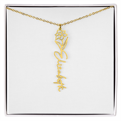 Birth Flower Name Necklace