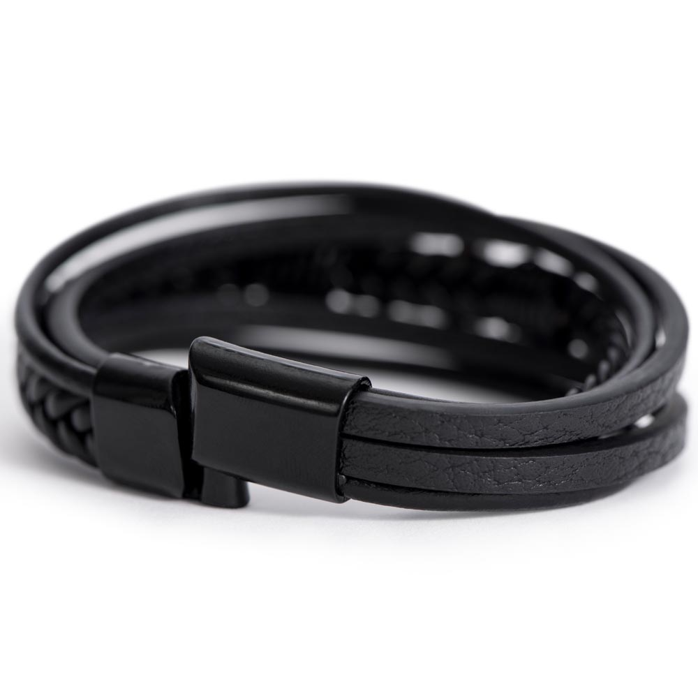 Men's Cross Vegan Leather Bracelet Gift