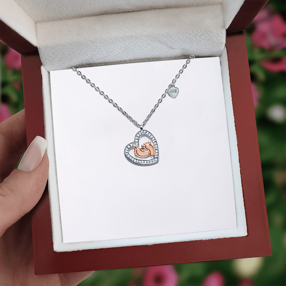 Baby Feet Heart Necklace Gift
